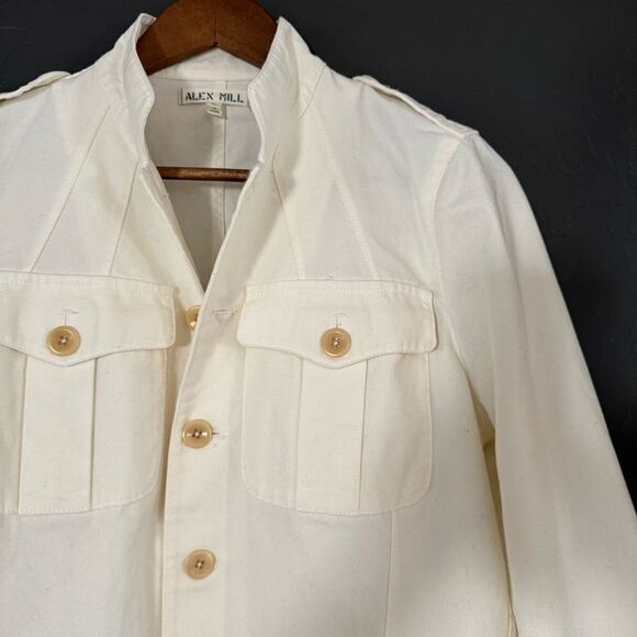 NEW Alex Mill White Natural Officer's Chore Jacket Utility Pockets L - Picture 7 of 12